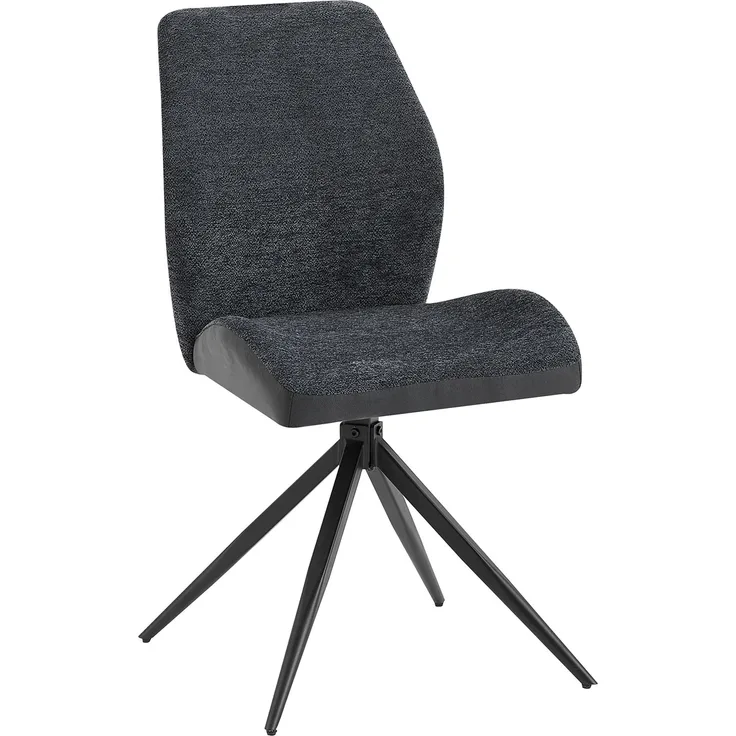 byLIVING Esszimmerstuhl 2er Set SNAP / Bouclé - Mikrofaser anthrazit / Gestell Metall schwarz / Sitzschale 360° drehbar / Esszimmerstuhl / Wohnzimmerstuhl / B 46, H 87, T 55 cm