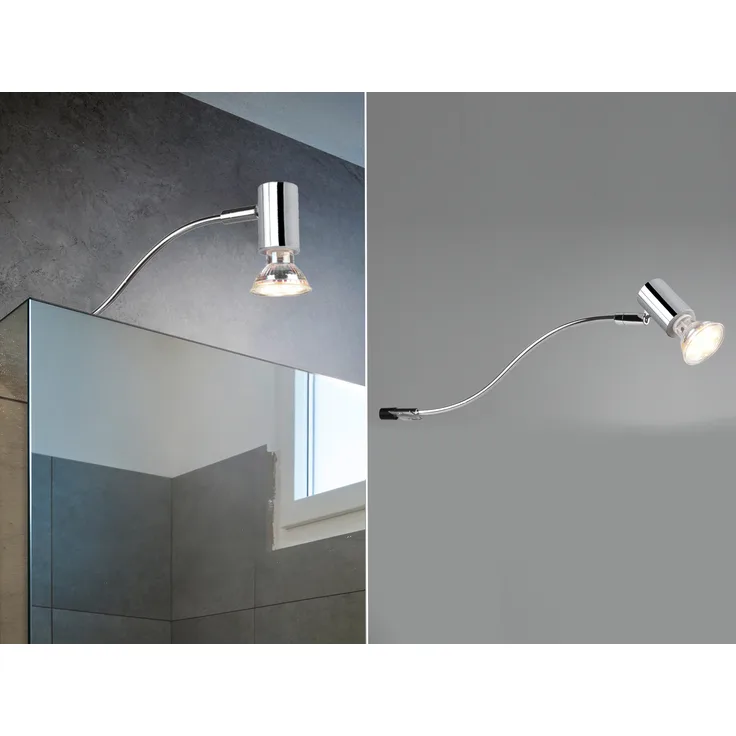 LED Badezimmerlampe in Chrom für Spiegelschrank mit schwenkbarem Spot