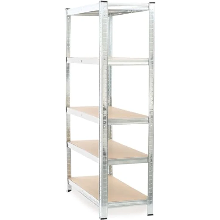 Wiltec Schwerlastregal 90 x 45 x 180 cm, Gesamtlast 875kg, Steckregal verzinkt aus Stahl, Lastenregal mit 5 Ablagen, Werkstattregal – Bild 10