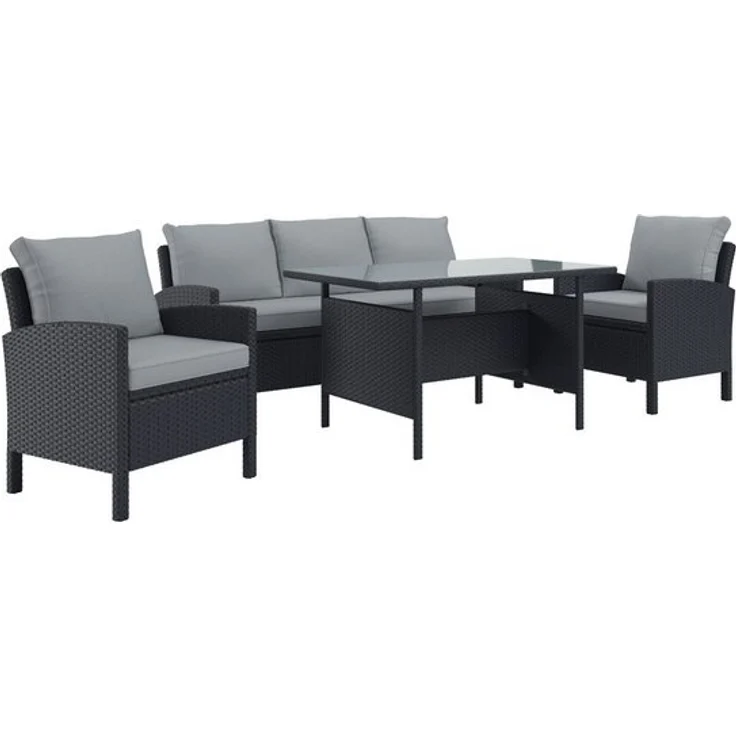 KONIFERA Gartenlounge-Set »Brooklyn«, (Set, 12-tlg, 1x 3er Sofabank, 2 Sessel, Tisch 66x120x74 cm, inkl. Auflagen), Stahl/Polyrattan – Bild 4