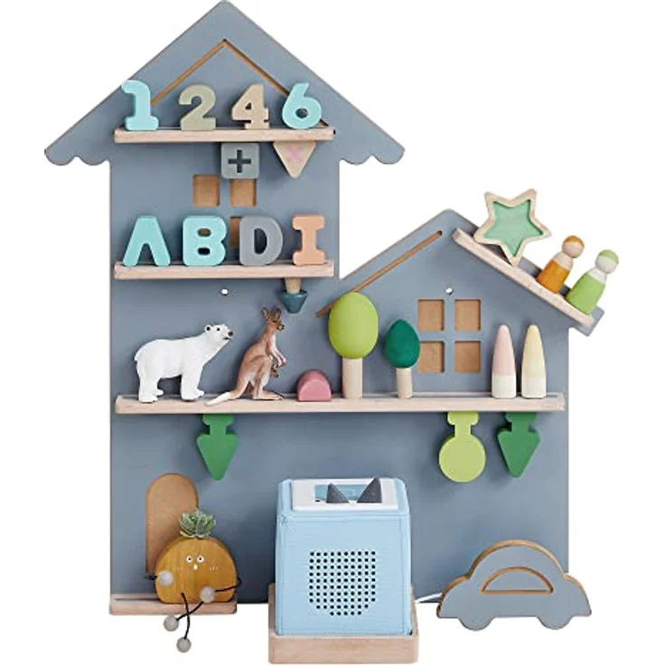 SONGMICS Regal für Toniebox, Wandregal für 35 Figuren, Kinderregal, einfache Montage, Kinderzimmer, Wohnzimmer, grau GKR801G01 – Bild 2