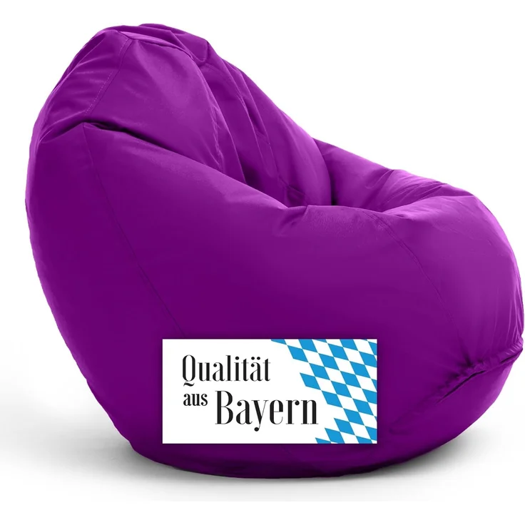 Bruni Sitzsack Classico M in Violett – Sitzsack mit Innensack zum Zocken & Lesen, Abnehmbarer Bezug, lebensmittelechte EPS-Perlen als Bean-Bag-Füllung, aus Deutschland
