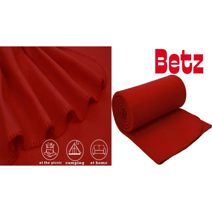 Wohndecke Luxus Fleecedecke Kuscheldecke Größe 130x170 cm Farbe dunkelrot, Betz, 180 g/m² – Bild 4