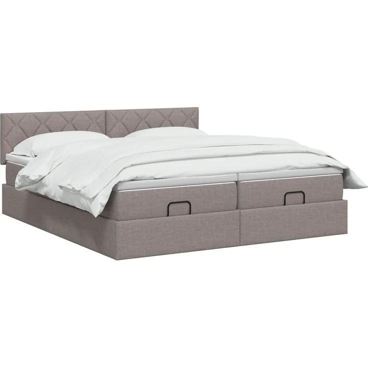 vidaXL Ottoman Bett mit Matratze 2 stk. Taupe 160 x 200 cm Stoff 3456709 – Bild 3