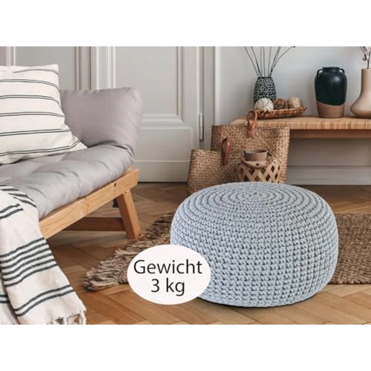 Amagohome Sitzhocker Bodenkissen Pouf Ø55 H37 Mohar Sitzhocker Sitzpouf waschbar nachfüllba, Bezug abnehmbar u. bei 30° Feinwäsche waschbar! – Bild 7
