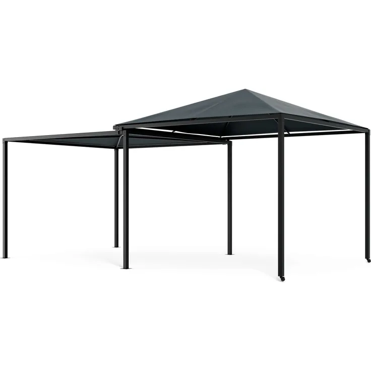 Blumfeldt ShadeMax Pavillon 3x3 – Erweiterbar 3x6, Rostfreier Metallrahmen, UV30+ PA-Polyesterdach, Wetterfest, Dunkelgrau