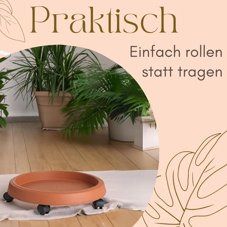 Pflanzenroller Rund Rollbrett Pflanzen Untersetzer Blumenroller Outdoor Pflanzenuntersetzer Blumentopf Untersetzer mit Rollen Pflanzenroller Rund 35 cm – Bild 5