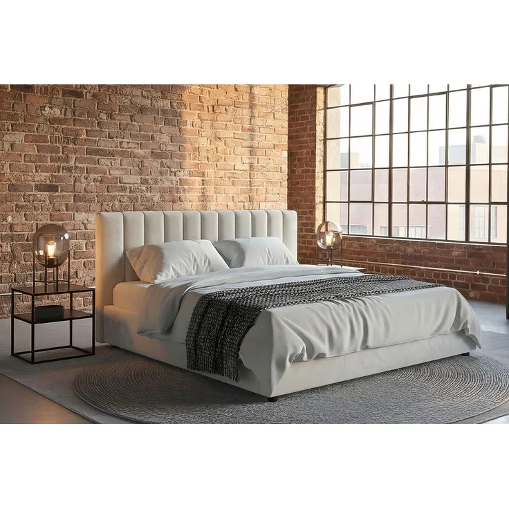 KAWOLA Bett CATTURA Polsterbett Velvet creme 200x200cm mit Lattenrost – Bild 5