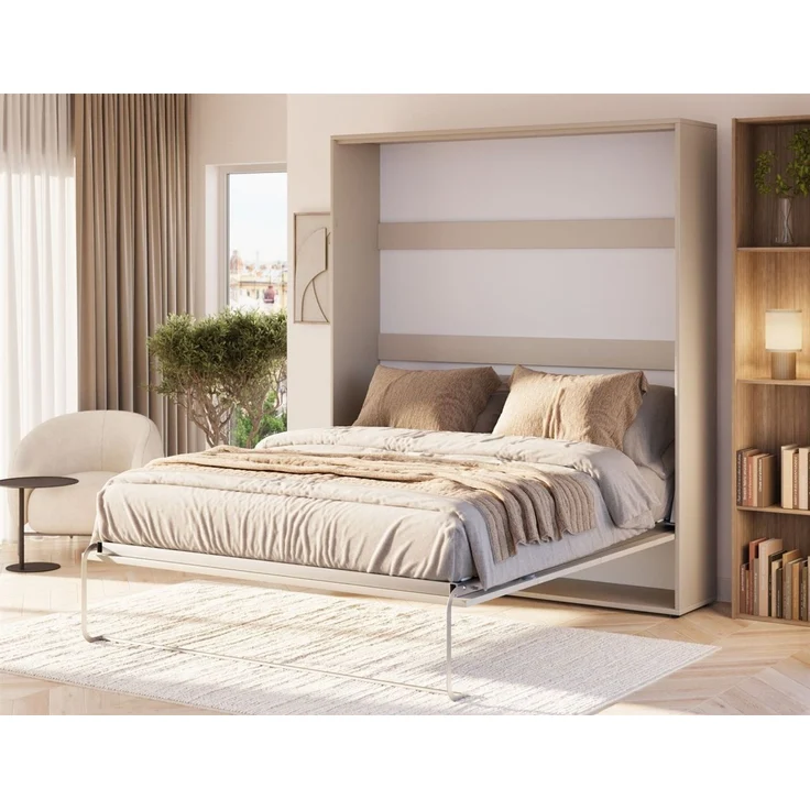 Wandklappbett Schrankbett GRITT 160x200 cm Farbe Kaschmir inkl. Matratze – Bild 1