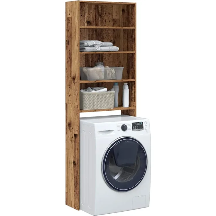 vidaXL Waschmaschinenregal Altholz-Optik 64x24x190 cm 856643