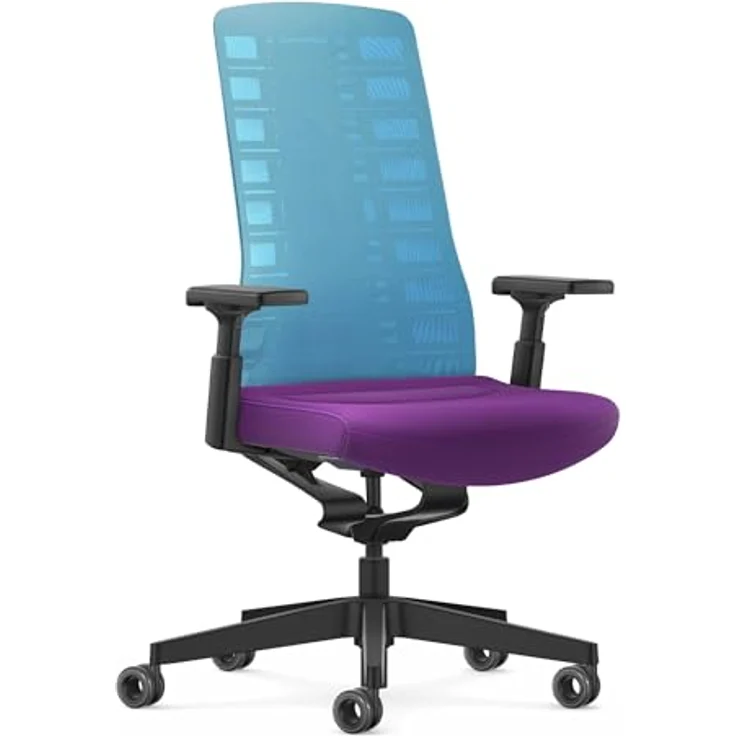 Interstuhl Bürostuhl Pure Active Edition, ergonomischer Drehstuhl mit Smart-Spring Technologie, 4D-Armlehne, Hellblau | Lila, Made in Germany – Bild 1