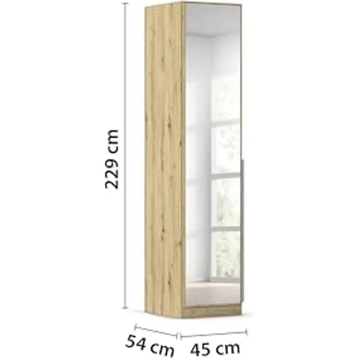Rauch Möbel Alabama, Kleiderschrank für Schlafzimmer, Kinderzimmer, Wohnzimmer, Garderobe, Flur, 1-türig, Spiegel, mit Zubehör Basic, Farbe Eiche Artisan, Holz, Breite 47 cm – Bild 3