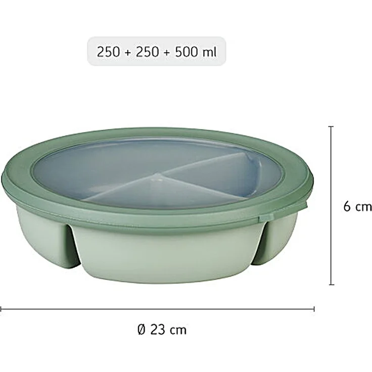Mepal | Bento-Schüssel Starter-Set | inkl. Mikrowellendeckel | Multischale mit 3 Fächern | rund Cirqula | Frischhaltedose luftdicht | Meal-Prep-Boxen & Vorratsdosen | Nordic White – Bild 3