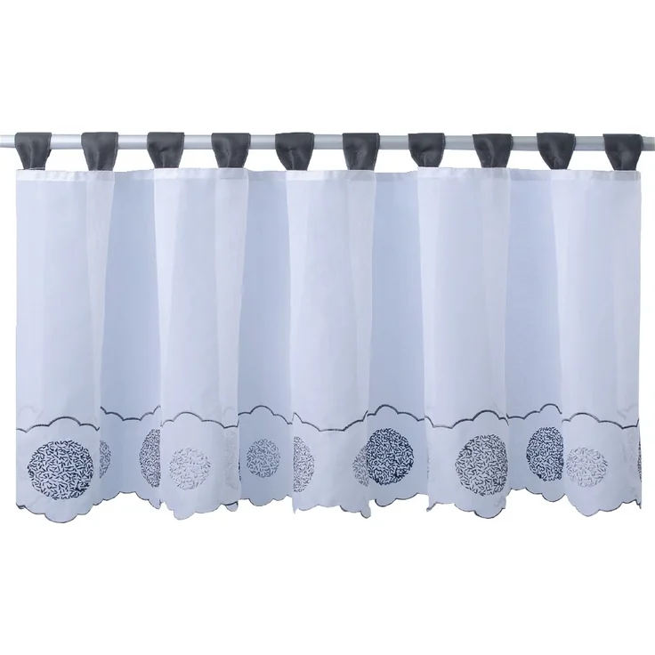 Bistrogardine mit Schlaufen ca. 150x45 cm Auswahl: schwarz - gepunktet – Bild 1