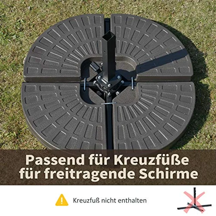 Outsunny Schirmständer 4-tlg., Braun, HDPE Kunststoff, 100x100 cm, witterungsbeständig, geeignet für Ampelschirme – Bild 5