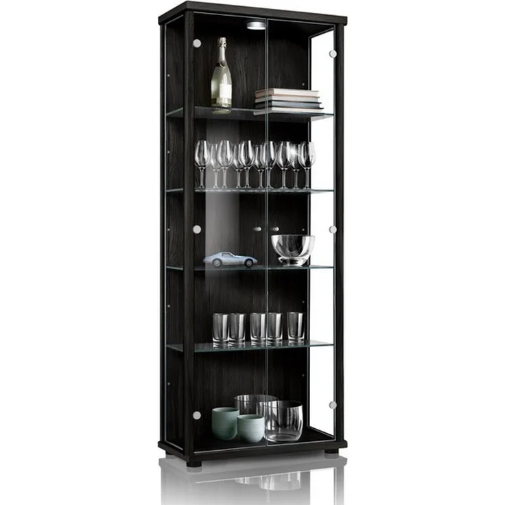 K-Möbel Glasvitrine C1019 (Glasvitrine (176x67x33 cm) mit 2 Glastüren) Glasvitrine Stehend – Bild 4