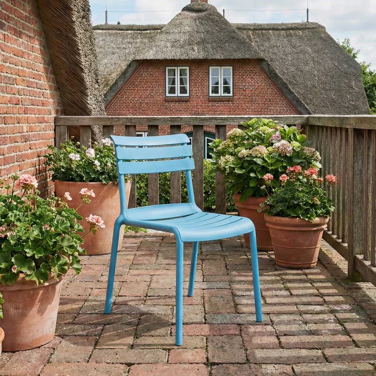 CLP Gartenstuhl Kebren stapelbar wetterfest UV-beständig bis 150 kg ohne Armlehnen,blau – Bild 3