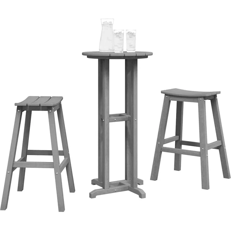vidaXL Garten Bar Set 3 pcs Hellgrau HDPE 3335803 – Bild 2