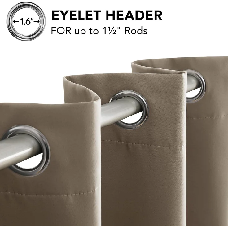 Deconovo Vorhänge mit Ösen, Dekorativ Fensterschal, Gardinen für Wohnzimmer und Schlafzimmer, 229x229 cm(HöhexBreite), Taupe, 2er Set – Bild 1