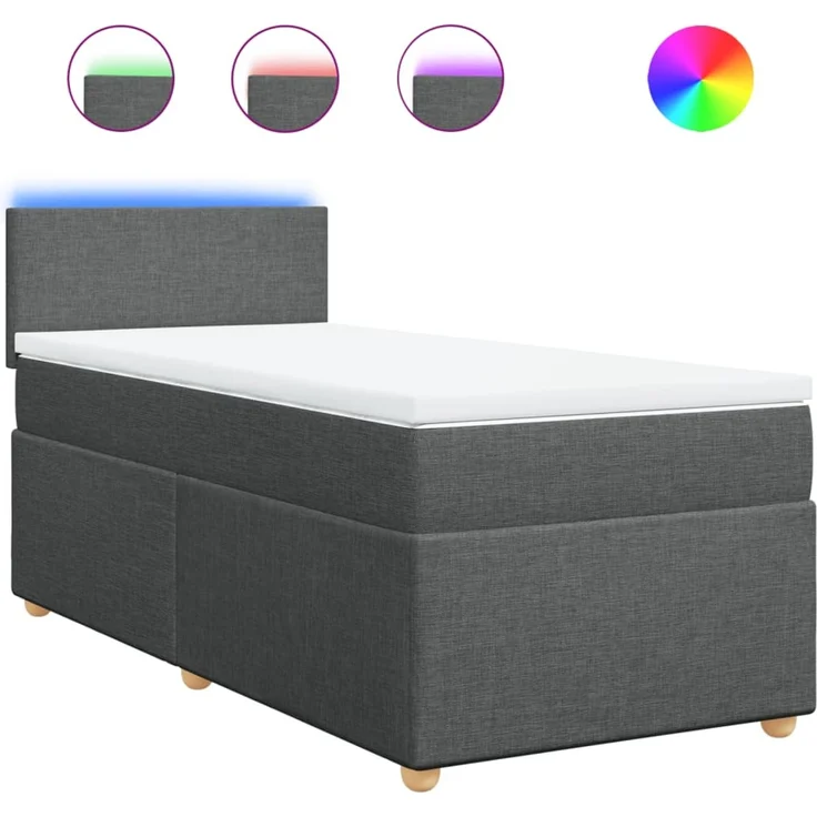 vidaXL Boxspringbett mit Matratze Dunkelgrau 90x200 cm Stoff 3288857 – Bild 2