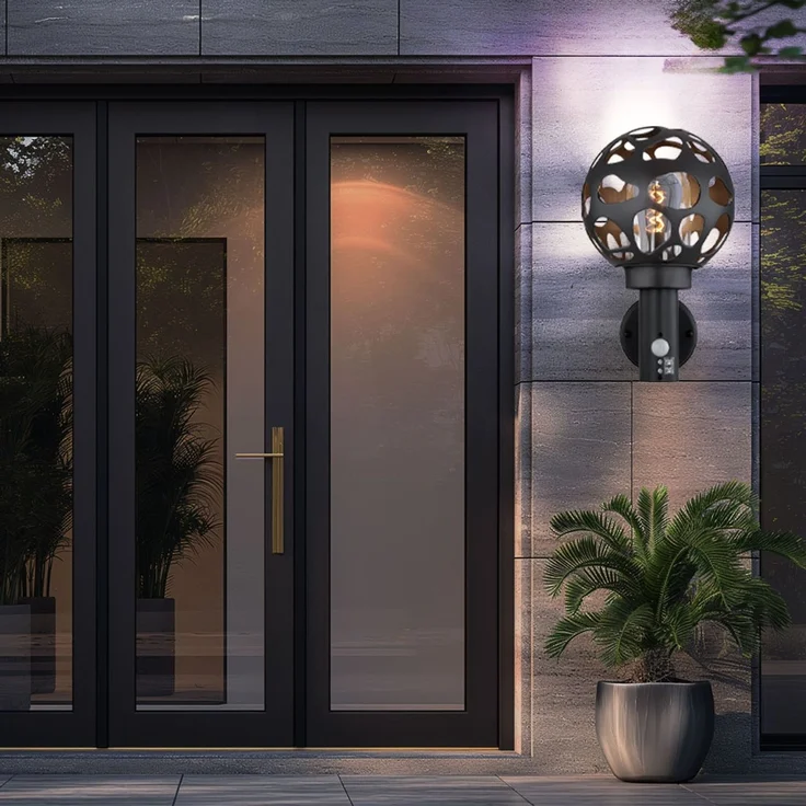 LED Wandleuchte, Edelstahl, anthrazit, Bewegungsmelder, H 31,7 cm – Bild 6