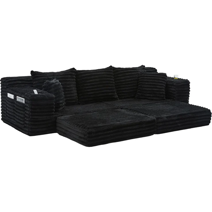 ZUBALIYA Schlafsofa 98x87 cm, mit Stauraum, mit Treppe, mit Leiter, mit Cordbezug, mit Schaumstoffpolsterung, Schwarz - Rot – Bild 14