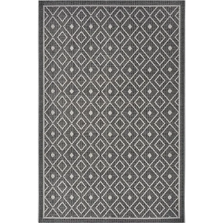 Hanse Home Lahal Outdoor Teppich Wetterfest – Modernes Geometrisches Rauten Muster, Wasserfest robuster Aussenteppich Flachgewebe für Garten, Balkon, Terrasse, Wohnzimmer – Grau Beige, 76x150cm – Bild 4