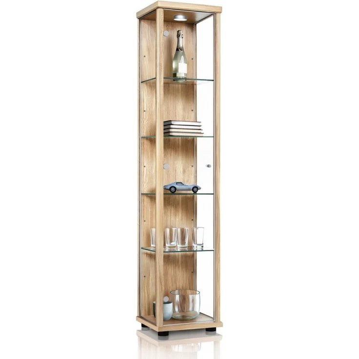 K-Möbel Glasvitrine C1014 (Glasvitrine (176x37x33 cm) mit 1 Glastür) Glasvitrine stehend – Bild 1