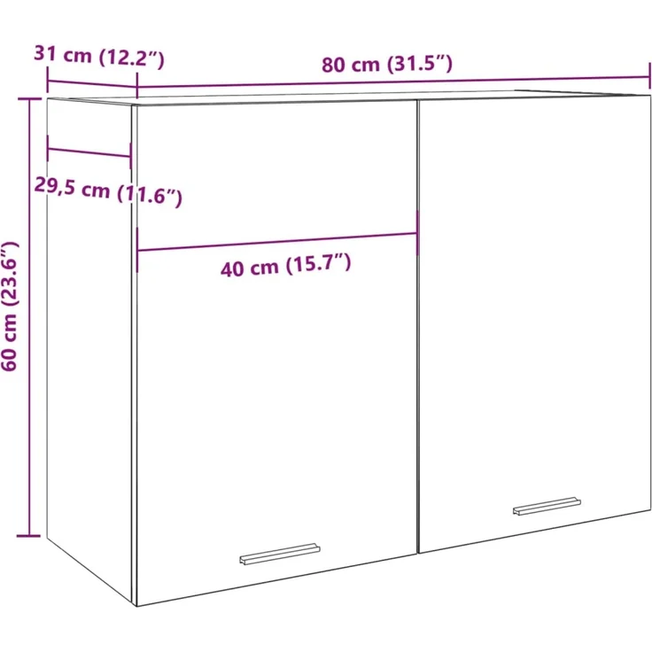 vidaXL Hängeschrank Lyon Betongrau 80x31x60 cm Holzwerkstoff 856109 – Bild 9