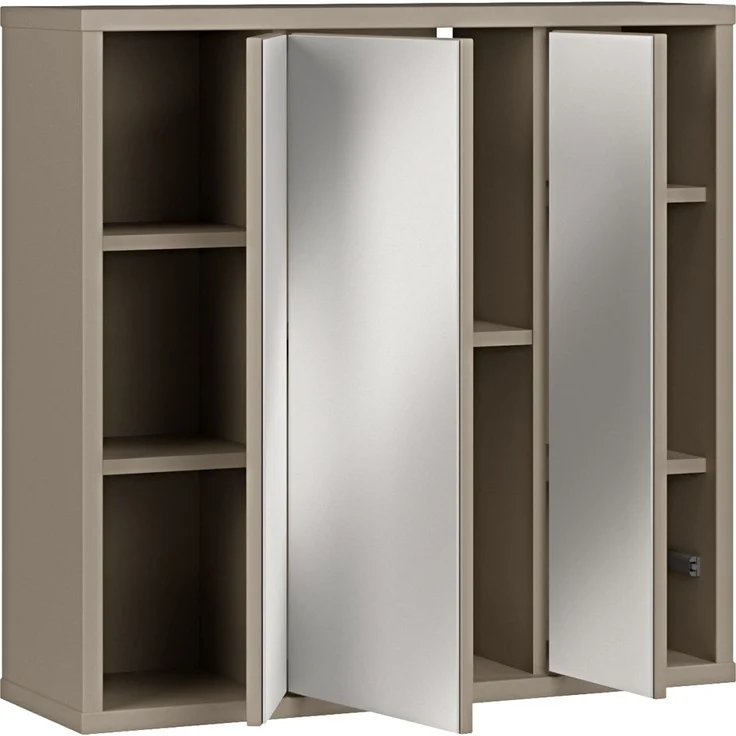 Badezimmerspiegelschrank >ALICE SPRINGS< in Taupe / Spiegel - 74,5x72x23,8cm (BxHxT) – Bild 5