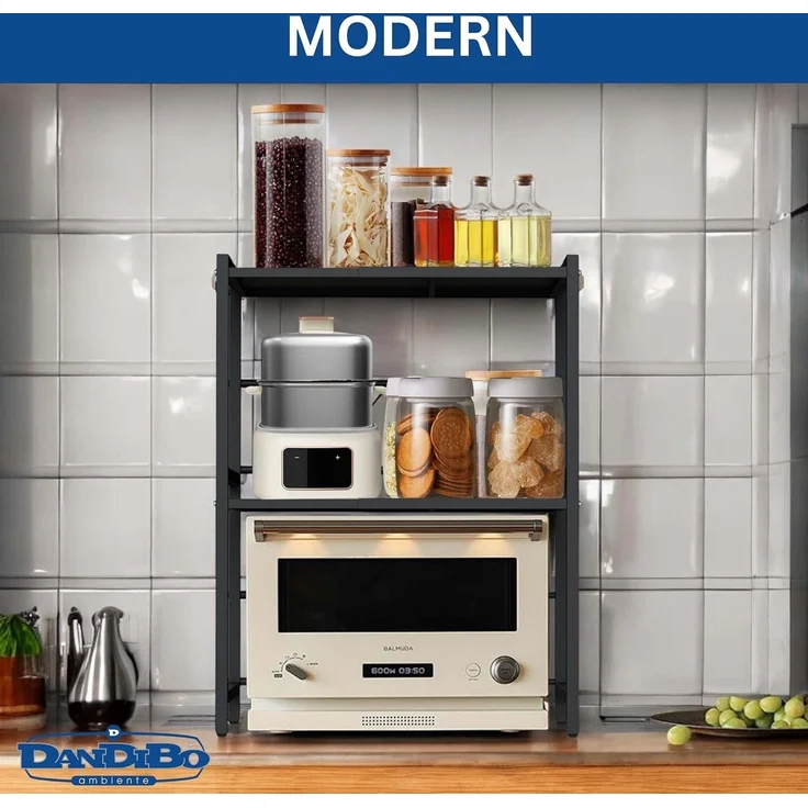 DanDiBo Verstellbares Mikrowellenregal 3 Stufig 40-64 cm Mikrowellen Regal 96614 Stehend Mikrowellenständer Küchenregal – Bild 7