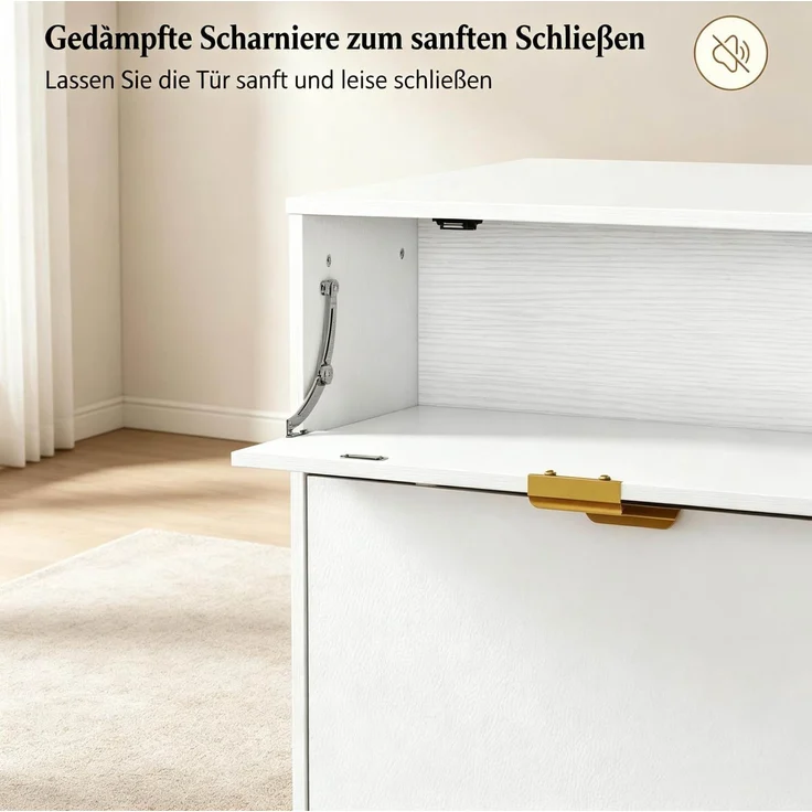 DESVIAE Garderobenschrank Schuhschrank Weiß aus MDF/Spanplatte – 99,4x106,6x23,8 cm – 2 Kippschubladen – Bild 4