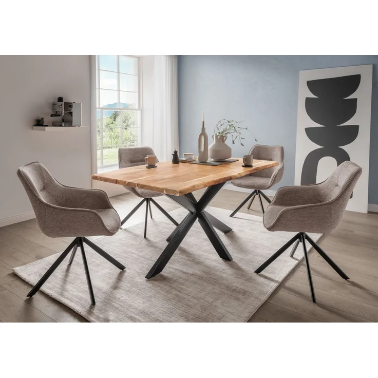 Baumkantentisch Catania - 160 x 90 cm - Akazienholz - Gestell Kreuz-Form – Bild 5