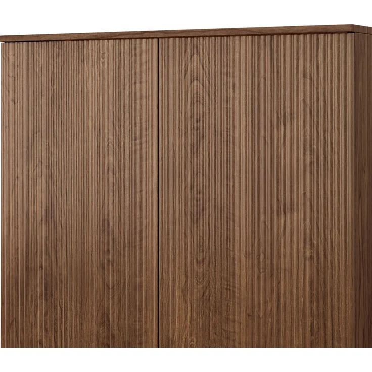 ZUBALIYA Vitrinenschrank 80 x 35 x 145 cm, Weinschrank mit LED-Beleuchtung und Spiegelrückwand, Glasschrank mit Glasboden, Rillenfront, Barschrank für Wohnzimmer, Esszimmer und Küche – Bild 11