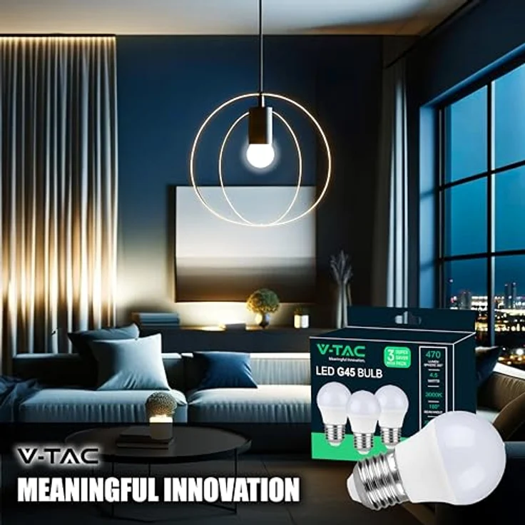 V-TAC 3x LED Glühbirne E27 G45-4,5W (entspricht 40W) - 3er Pack - 470 Lumen - LED Glühlampen - Energiesparlampe - Licht 4000K Neutralweiß – Bild 5