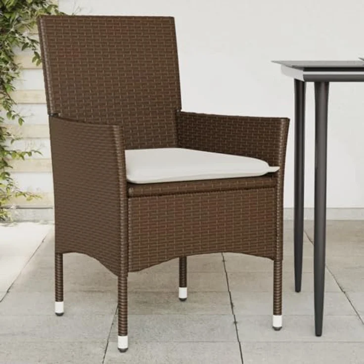 vidaXL Gartenstühle mit Kissen 2 Stk. Braun Poly Rattan 368110 – Bild 3