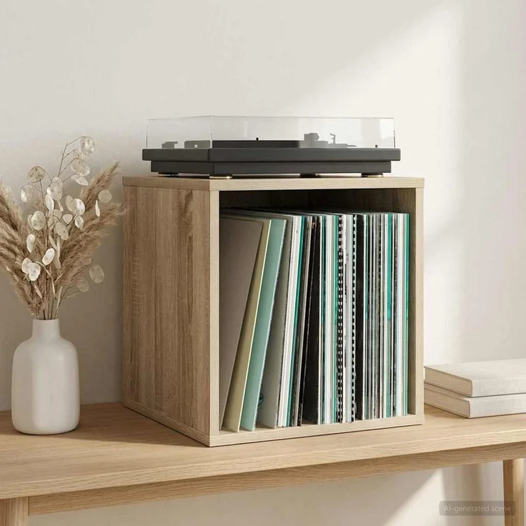vidaXL Vinyl Album Box Sonoma-Eiche 37 x 36,5 x 38 cm Holzwerkstoff 8012846 – Bild 1