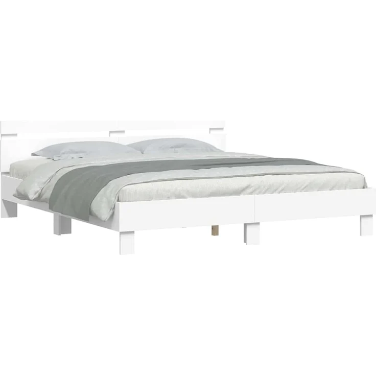 vidaXL Bettrahmen mit LED mit Kopfteil Weiß 193 x 203 cm Holzwerkstoff 3402853 – Bild 3