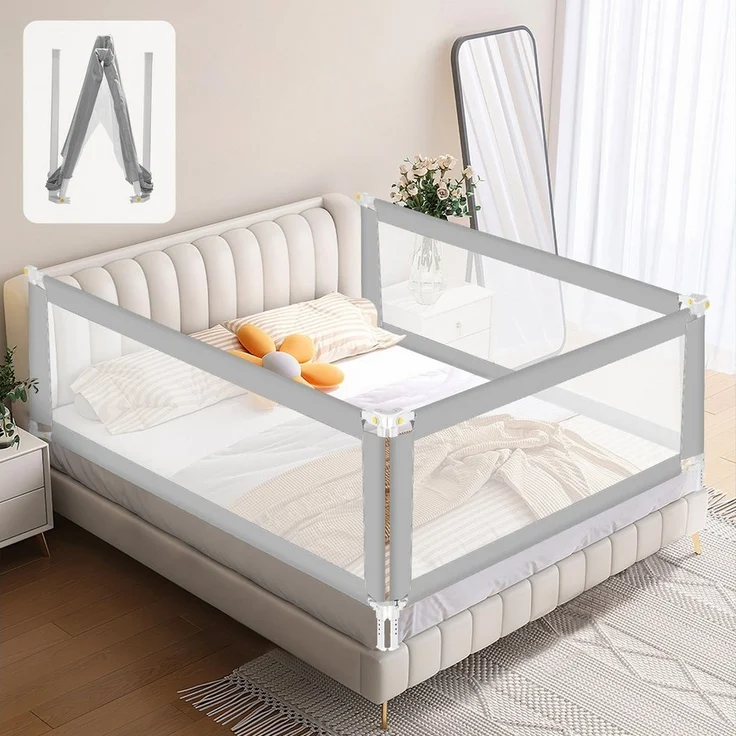 Clanmacy Bettschutzgitter 3x Kinder Bettgitter Kinderbettgitter Bettschutzgitter Baby (180+200+200cm, 3 St) – Bild 3