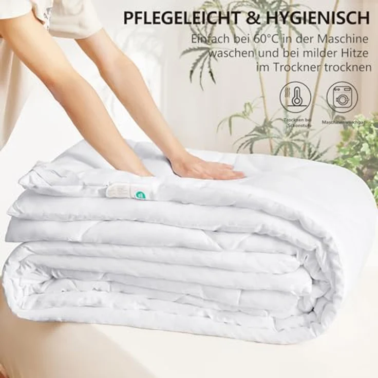 WAVVE Bettdecke 200x200 cm Ganzjahresdecke 4 Jahreszeiten, Steppdecke 300gsm Mikrofaser 200x200 cm, Super Weiche Zudecke Schlafdecke Atmungsaktive 200x200 Weiß – Bild 8