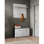 Garderoben-Set 2-teilig mit Schuhbank weiß Hochglanz MALABO-129