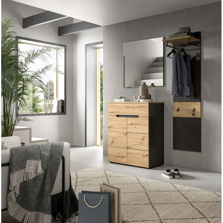 Garderobenkombination (B/H/T: 140x190x37 cm) in Artisan Nachbildung – Bild 5