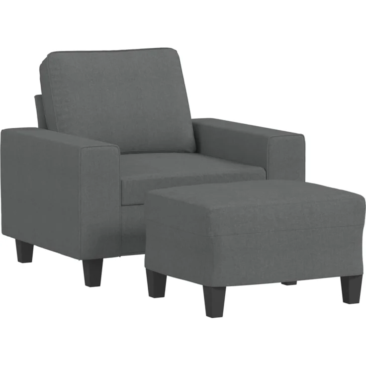 vidaXL Sessel mit Hocker Dunkelgrau 60 cm Stoff 3201144 – Bild 1