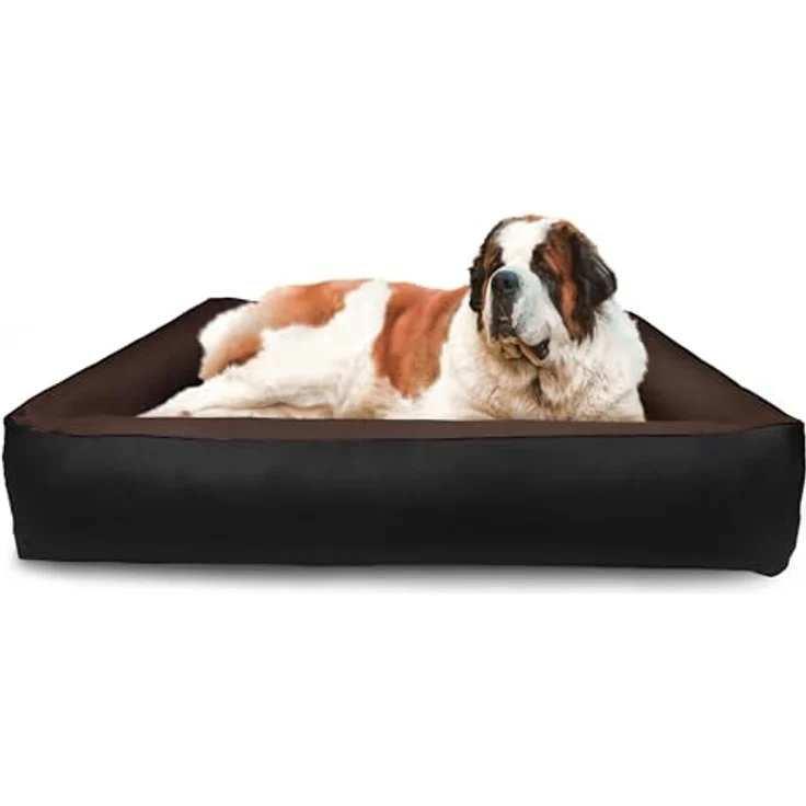 BedDog 2in1 Hundebett MAX QUATTRO, großes Hundekörbchen aus Cordura, waschbares Hundebett mit Rand, Hundesofa (XXXL) ca. 150x110x28cm, MOCCA (schwarz/braun) – Bild 5