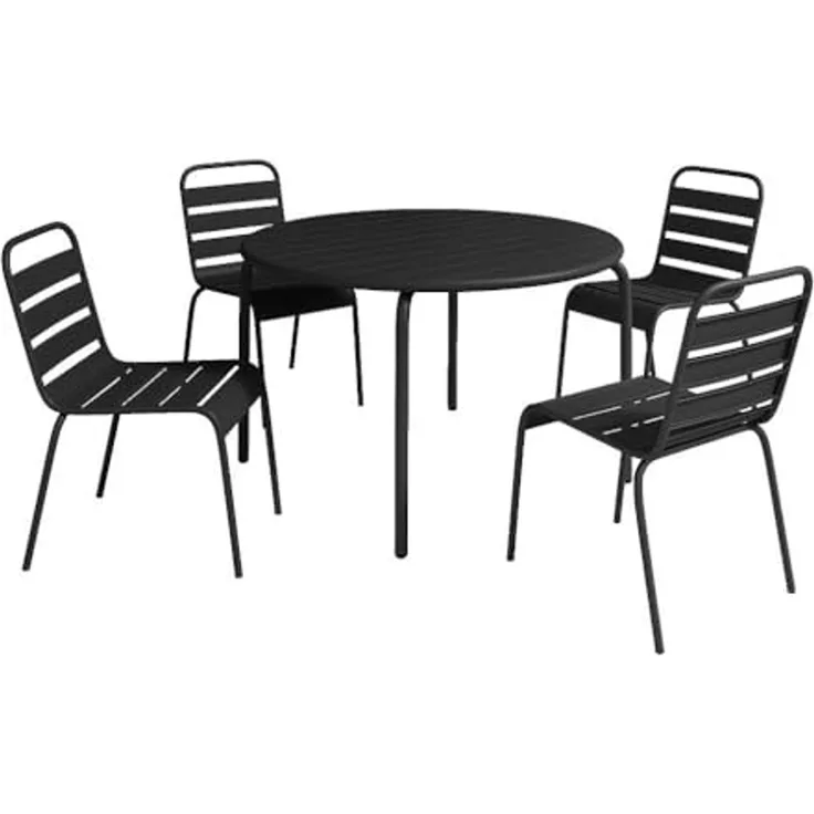 Vente-unique - MIRMANDE Gartenessgruppe Metall Schwarz - B 110 cm59 cm x H 74 cm79 cm x L 110 cm47,5 cm