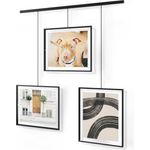 Umbra Foto Collage Bilderrahmen Exhibit 3-tlg, Fotorahmen, Stahl, Glas, Schwarz, für 20x25 cm Bilder, 1018090-040