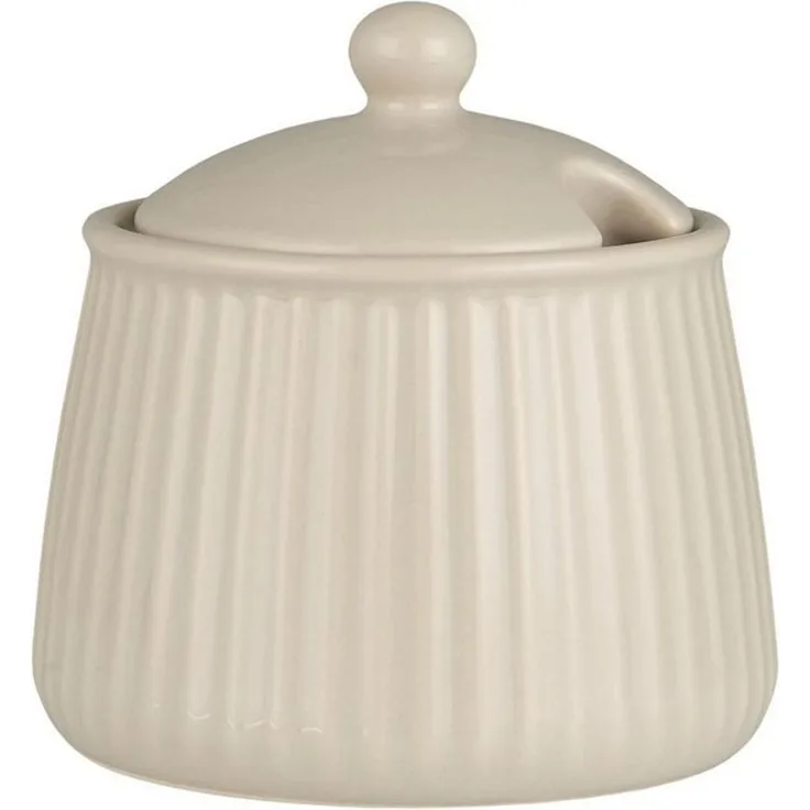 Ib Laursen - Zuckerdose Zuckerschale Mynte Rillen Keramik 2028 latte 01