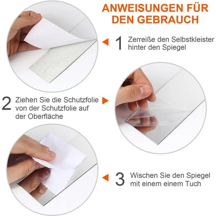 FELIXLEO Wandspiegel DIY Spiegel Streifen Wandaufkleber Selbstklebend,Nicht Glas (10-St) – Bild 3