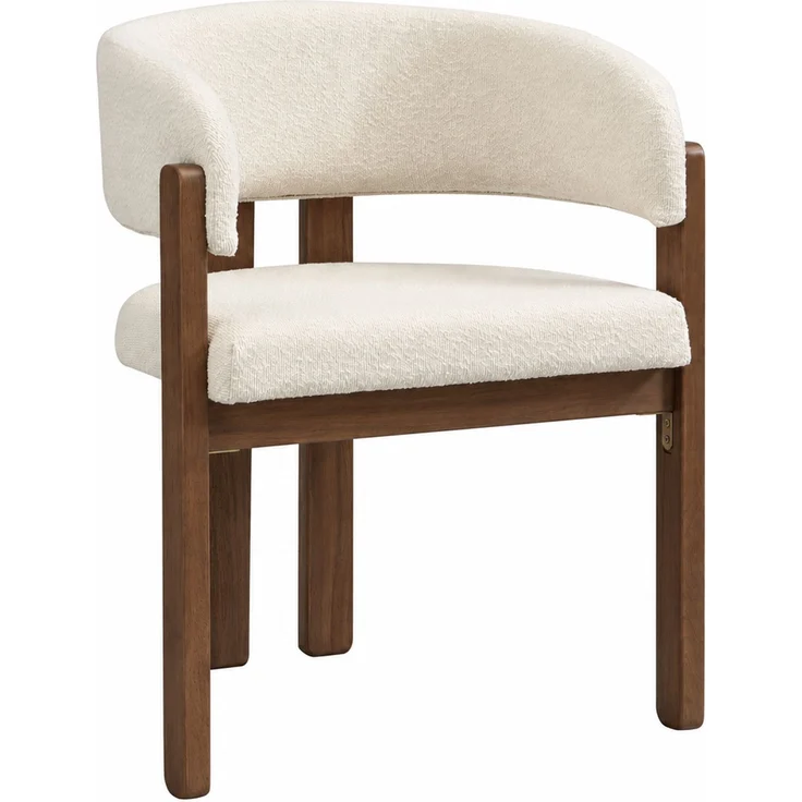Esszimmerstuhl 6er-Set mit Armlehnen, Bouclé-Bezug und Massivholzrahmen in Walnussfarbe,80x60x51 cm – Bild 7