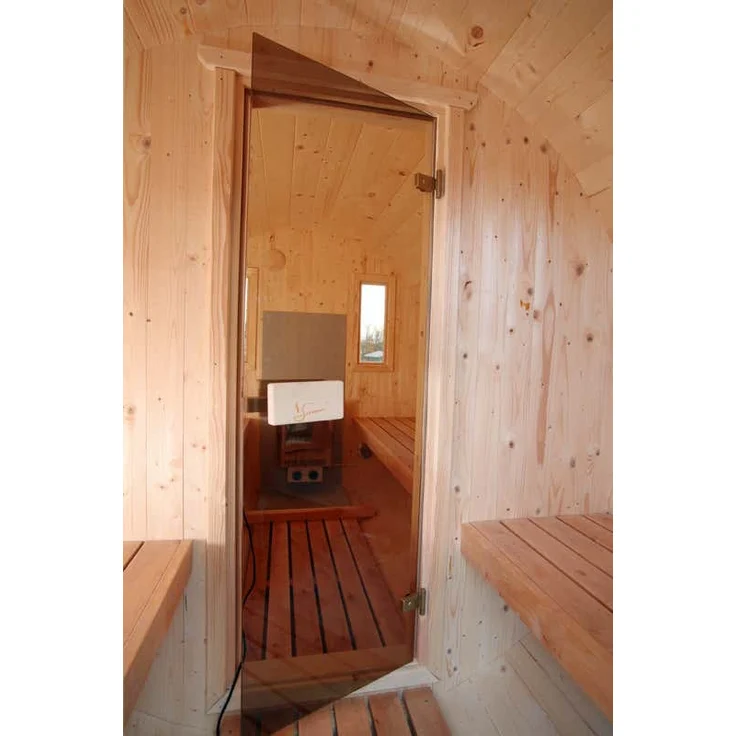 Wolff Finnhaus Saunafass 400 de luxe Thermoholz-montiert Fasssauna 2 Sitzbänke aus Holz Sauna mit 42 mm Wandstärke Außensauna – Bild 4